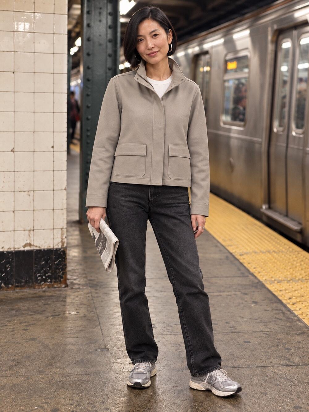 Patagonia Organic Cotton Taupe Utility Jacket Stand Collar Women’s Small